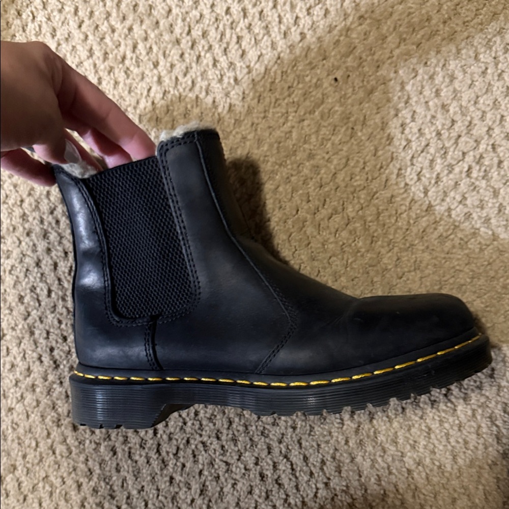 Dr. Martens Black Combat Boots with Yellow Stitching